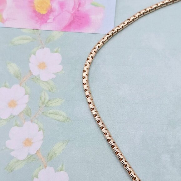 "Slim Rose Gold Box Chain Necklace for Men & Women, 19.7 Inch Length, XPNL0077 - Picture 9 of 12